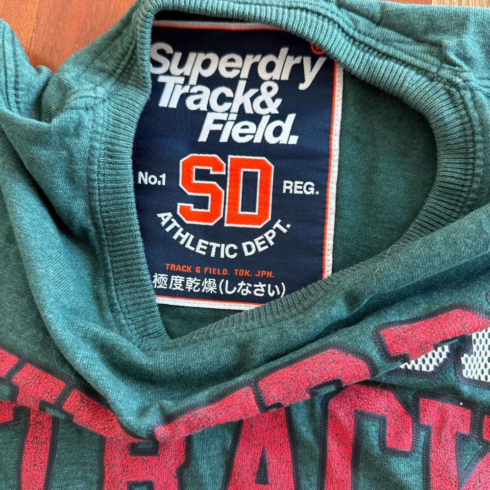 Superdry Green and Red Track Athletics Tee - Picture 7 of 11